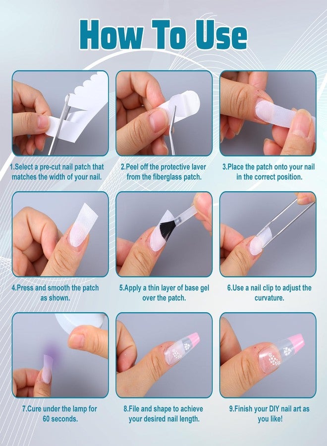 Ajcotahm 84 PCS Fiberglass Nail Wrap Extension Nail Repair Patches Silk Wrap for Nails Self Adhesive Nails Repair Tape for Broken Split Reinforcement Home Salon DIY Art Tools - Image 4